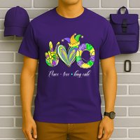 Peace Love King Cake Mardi Gras T-Shirt