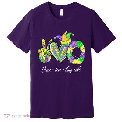 Peace Love King Cake Mardi Gras Premium T-Shirt