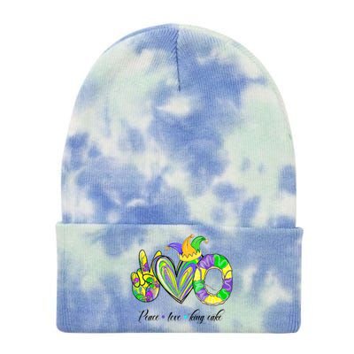 Peace Love King Cake Mardi Gras Tie Dye 12in Knit Beanie