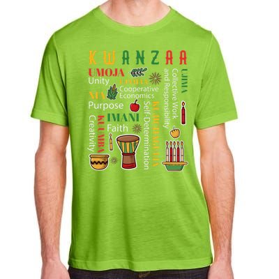 Happy Kwanzaa Drum Kinara Seven Candles Africa Celebration Adult ChromaSoft Performance T-Shirt