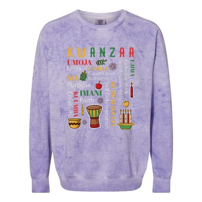 Happy Kwanzaa Drum Kinara Seven Candles Africa Celebration Colorblast Crewneck Sweatshirt