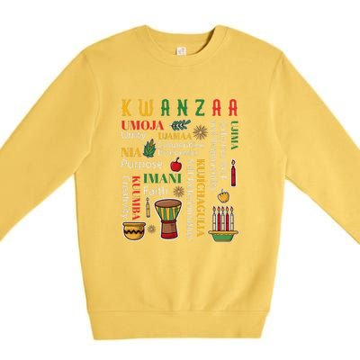 Happy Kwanzaa Drum Kinara Seven Candles Africa Celebration Premium Crewneck Sweatshirt