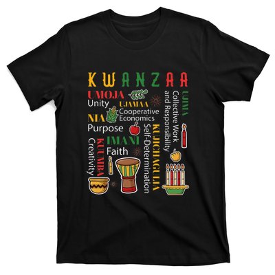 Happy Kwanzaa Drum Kinara Seven Candles Africa Celebration T-Shirt