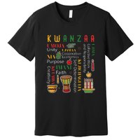 Happy Kwanzaa Drum Kinara Seven Candles Africa Celebration Premium T-Shirt