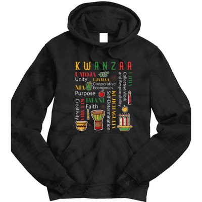 Happy Kwanzaa Drum Kinara Seven Candles Africa Celebration Tie Dye Hoodie