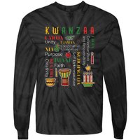 Happy Kwanzaa Drum Kinara Seven Candles Africa Celebration Tie-Dye Long Sleeve Shirt