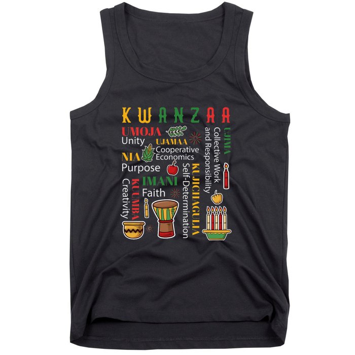 Happy Kwanzaa Drum Kinara Seven Candles Africa Celebration Tank Top