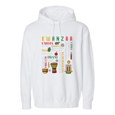 Happy Kwanzaa Drum Kinara Seven Candles Africa Celebration Garment-Dyed Fleece Hoodie