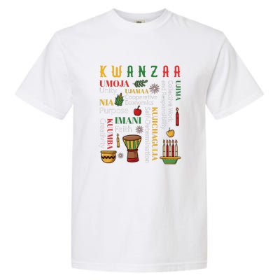 Happy Kwanzaa Drum Kinara Seven Candles Africa Celebration Garment-Dyed Heavyweight T-Shirt