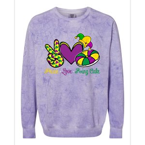 Peace Love King Cake Funny Mardi Gras Festival Carnival Gift Colorblast Crewneck Sweatshirt