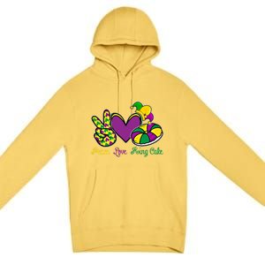 Peace Love King Cake Funny Mardi Gras Festival Carnival Gift Premium Pullover Hoodie