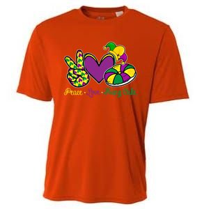 Peace Love King Cake Funny Mardi Gras Festival Carnival Gift Cooling Performance Crew T-Shirt