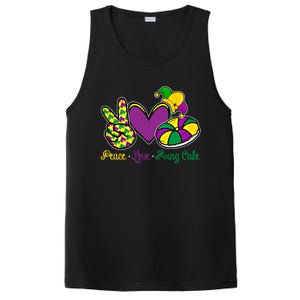 Peace Love King Cake Funny Mardi Gras Festival Carnival Gift PosiCharge Competitor Tank