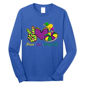 Peace Love King Cake Funny Mardi Gras Festival Carnival Gift Long Sleeve Shirt