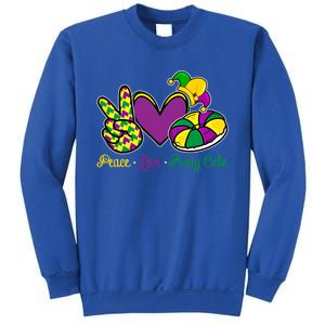 Peace Love King Cake Funny Mardi Gras Festival Carnival Gift Sweatshirt