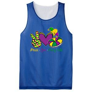 Peace Love King Cake Funny Mardi Gras Festival Carnival Gift Mesh Reversible Basketball Jersey Tank