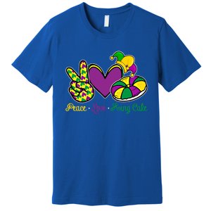 Peace Love King Cake Funny Mardi Gras Festival Carnival Gift Premium T-Shirt