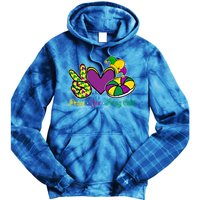 Peace Love King Cake Funny Mardi Gras Festival Carnival Gift Tie Dye Hoodie