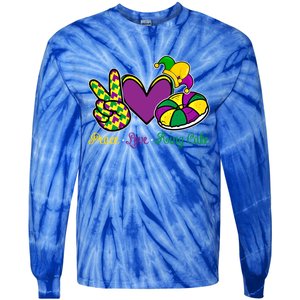 Peace Love King Cake Funny Mardi Gras Festival Carnival Gift Tie-Dye Long Sleeve Shirt