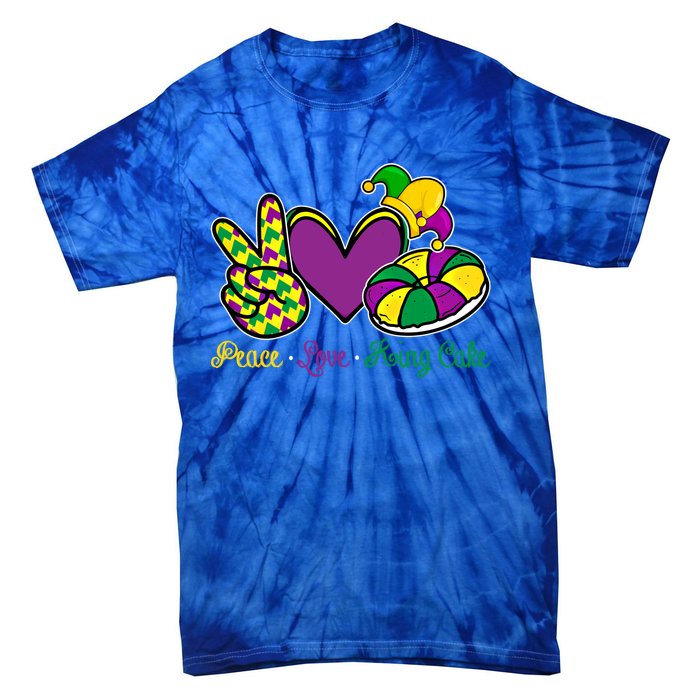 Peace Love King Cake Funny Mardi Gras Festival Carnival Gift Tie-Dye T-Shirt