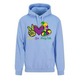 Peace Love King Cake Funny Mardi Gras Festival Carnival Gift Unisex Surf Hoodie