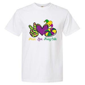 Peace Love King Cake Funny Mardi Gras Festival Carnival Gift Garment-Dyed Heavyweight T-Shirt