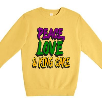 Peace Love King Cake Funny Mardi Gras Festival Party Outfit Gift Premium Crewneck Sweatshirt