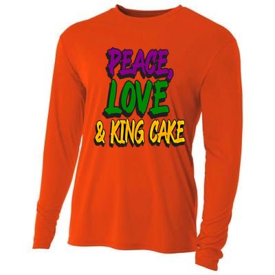 Peace Love King Cake Funny Mardi Gras Festival Party Outfit Gift Cooling Performance Long Sleeve Crew