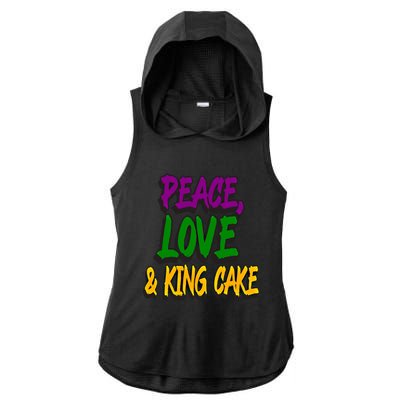 Peace Love King Cake Funny Mardi Gras Festival Party Outfit Gift Ladies PosiCharge Tri-Blend Wicking Draft Hoodie Tank