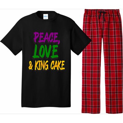 Peace Love King Cake Funny Mardi Gras Festival Party Outfit Gift Pajama Set