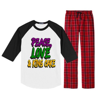 Peace Love King Cake Funny Mardi Gras Festival Party Outfit Gift Raglan Sleeve Pajama Set