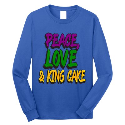 Peace Love King Cake Funny Mardi Gras Festival Party Outfit Gift Long Sleeve Shirt