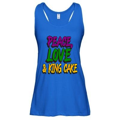 Peace Love King Cake Funny Mardi Gras Festival Party Outfit Gift Ladies Essential Flowy Tank