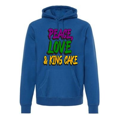 Peace Love King Cake Funny Mardi Gras Festival Party Outfit Gift Premium Hoodie