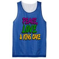 Peace Love King Cake Funny Mardi Gras Festival Party Outfit Gift Mesh Reversible Basketball Jersey Tank