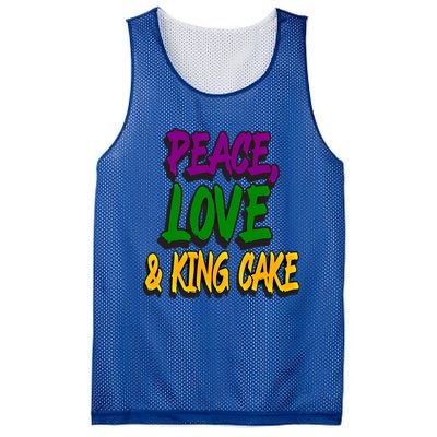 Peace Love King Cake Funny Mardi Gras Festival Party Outfit Gift Mesh Reversible Basketball Jersey Tank