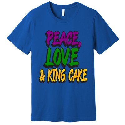 Peace Love King Cake Funny Mardi Gras Festival Party Outfit Gift Premium T-Shirt