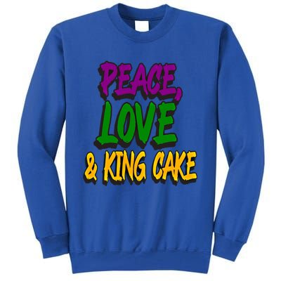 Peace Love King Cake Funny Mardi Gras Festival Party Outfit Gift Tall Sweatshirt