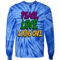 Peace Love King Cake Funny Mardi Gras Festival Party Outfit Gift Tie-Dye Long Sleeve Shirt