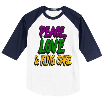 Peace Love King Cake Funny Mardi Gras Festival Party Outfit Gift Baseball Sleeve Shirt