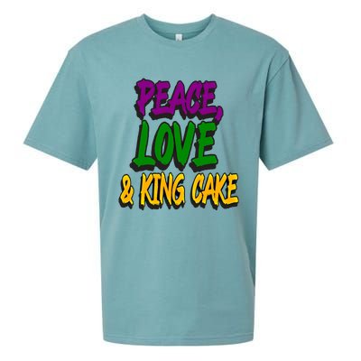 Peace Love King Cake Funny Mardi Gras Festival Party Outfit Gift Sueded Cloud Jersey T-Shirt