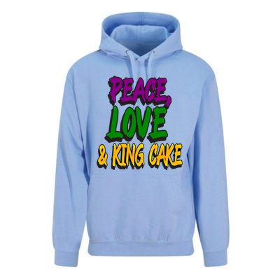 Peace Love King Cake Funny Mardi Gras Festival Party Outfit Gift Unisex Surf Hoodie