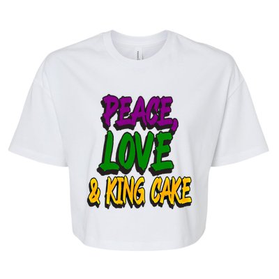 Peace Love King Cake Funny Mardi Gras Festival Party Outfit Gift Bella+Canvas Jersey Crop Tee