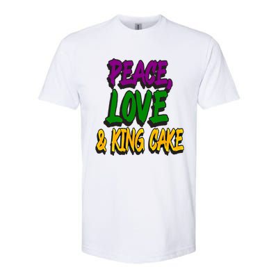 Peace Love King Cake Funny Mardi Gras Festival Party Outfit Gift Softstyle CVC T-Shirt