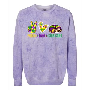 Peace Love King Cake Funny Mardi Gras Festival Party Gift Colorblast Crewneck Sweatshirt