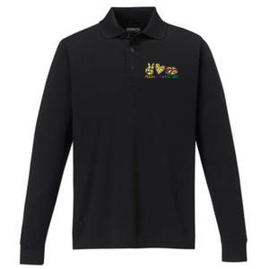 Peace Love King Cake Funny Mardi Gras Festival Party Gift Performance Long Sleeve Polo