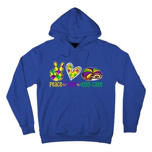 Peace Love King Cake Funny Mardi Gras Festival Party Gift Hoodie