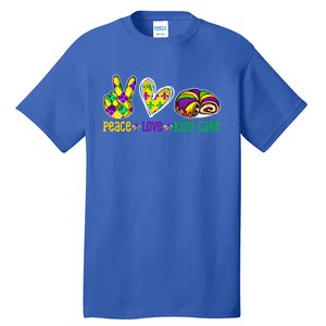 Peace Love King Cake Funny Mardi Gras Festival Party Gift Tall T-Shirt