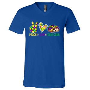 Peace Love King Cake Funny Mardi Gras Festival Party Gift V-Neck T-Shirt