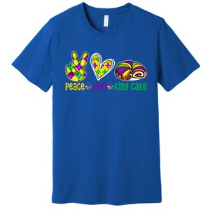 Peace Love King Cake Funny Mardi Gras Festival Party Gift Premium T-Shirt